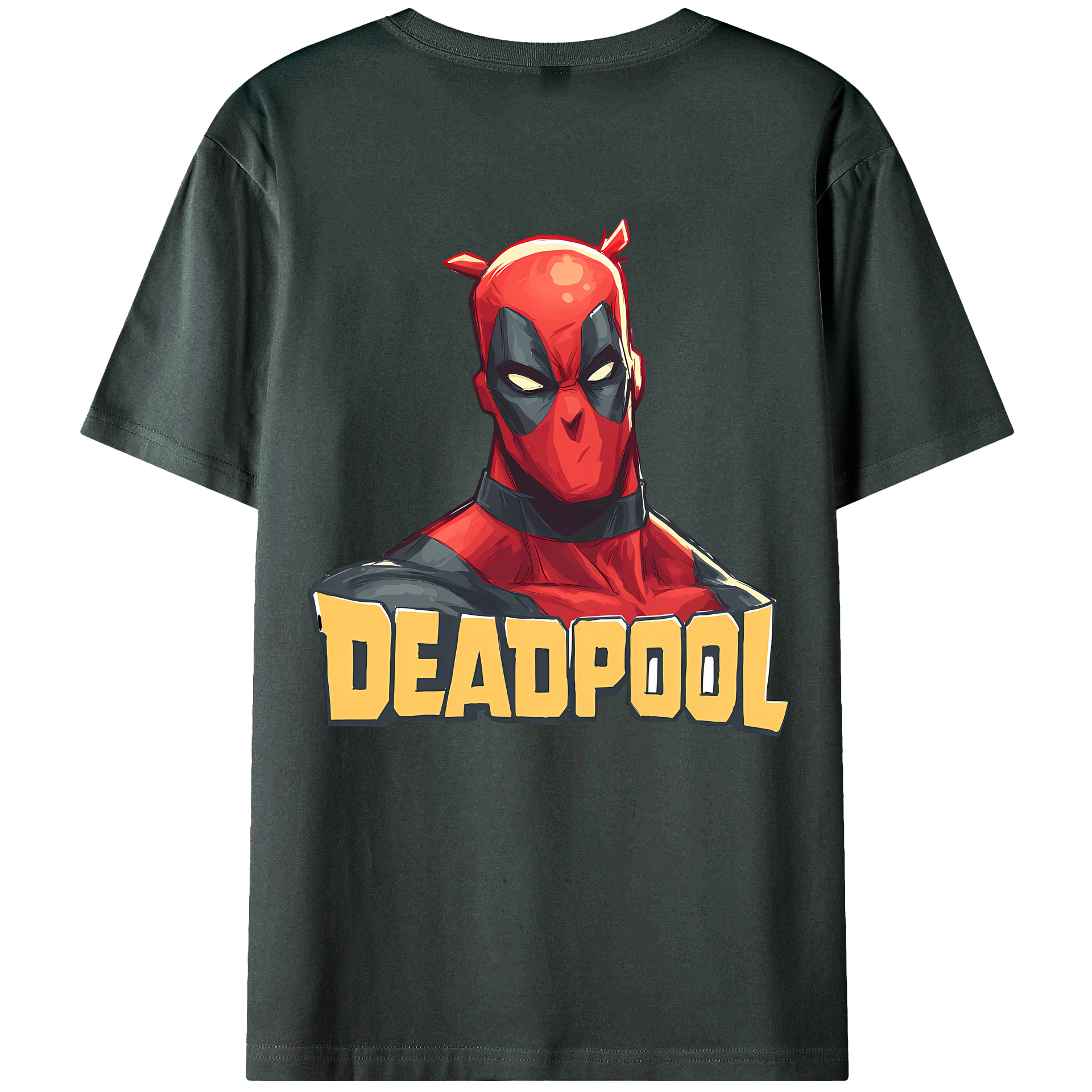 （画像用） Deadpool デッドプール 綿100％ メンズ半袖Tシャツ（バックプリント） 通気性